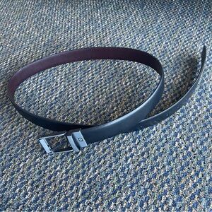 SWISS GEAR Men's XL Black and Brown Leather Belt with Silver Buckle